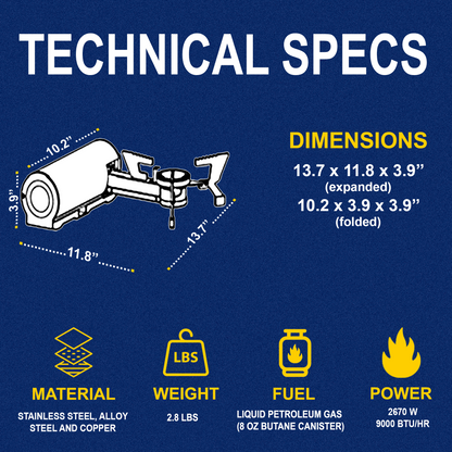 ByChef camping stove unfolded, showing sturdy stainless steel design for outdoor cooking